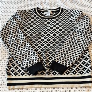 Magaschoni sweater, cream/black pattern, crewneck, wool/cotton, size S